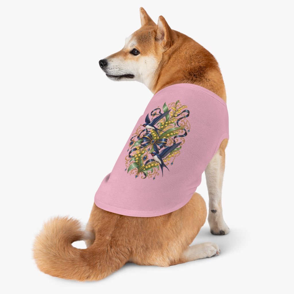 Pet Tank Top — Ornate Bluebird & Floral Jewel Print