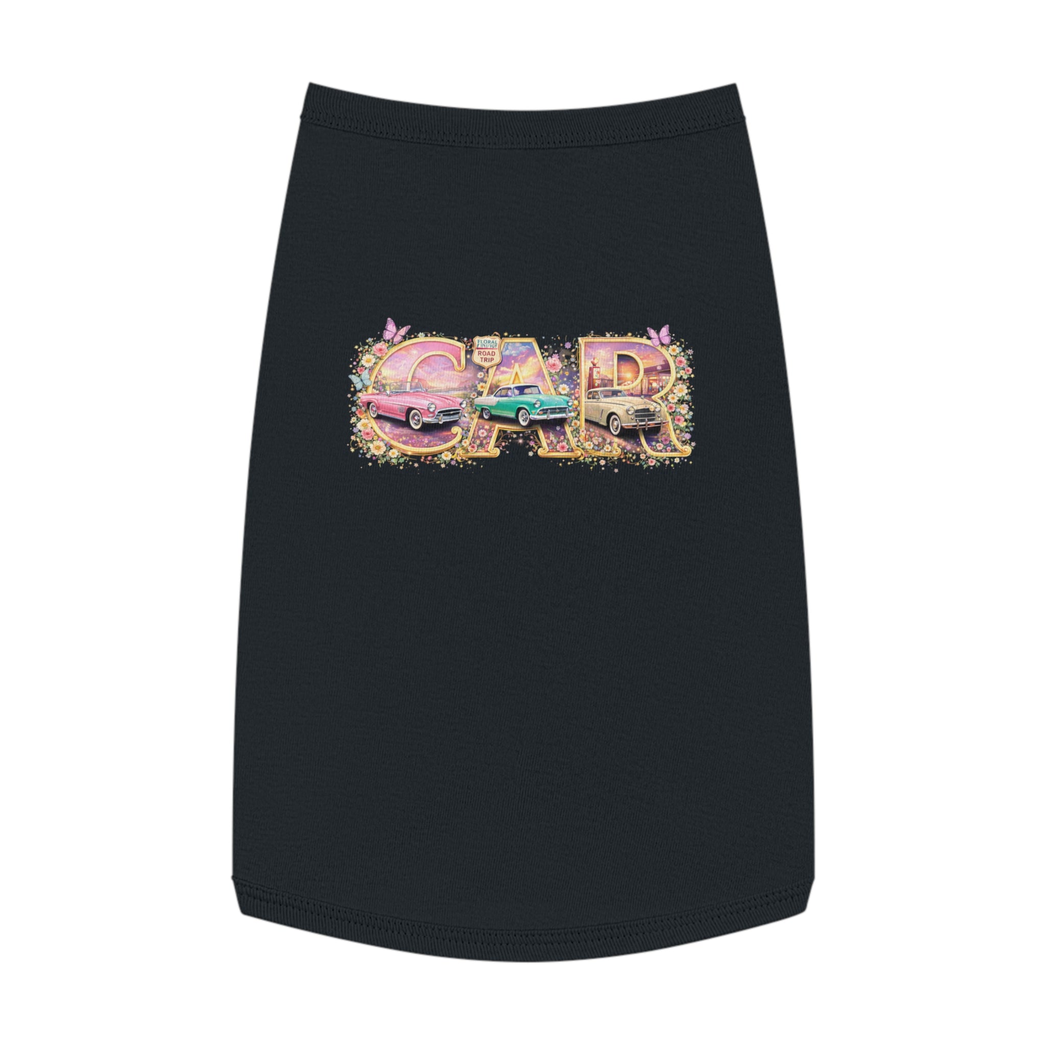 Classic Car Pet Tank Top – Retro 'Car' Graphic Dog Shirt