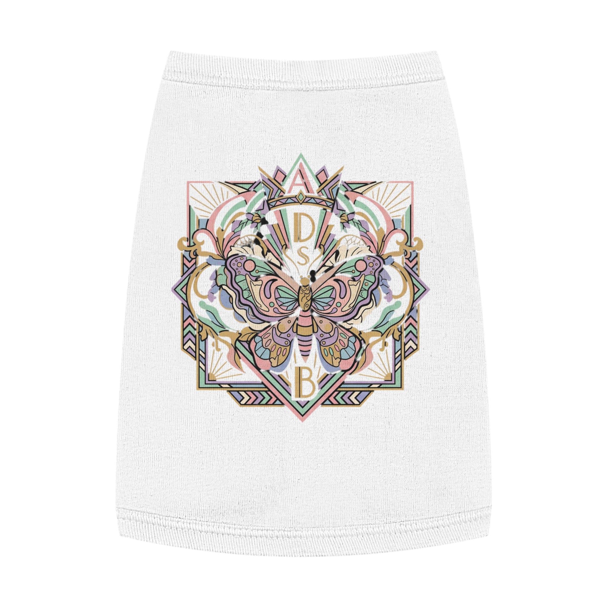 Butterfly Mandala Pet Tank Top — Pastel Geometric Dog Shirt