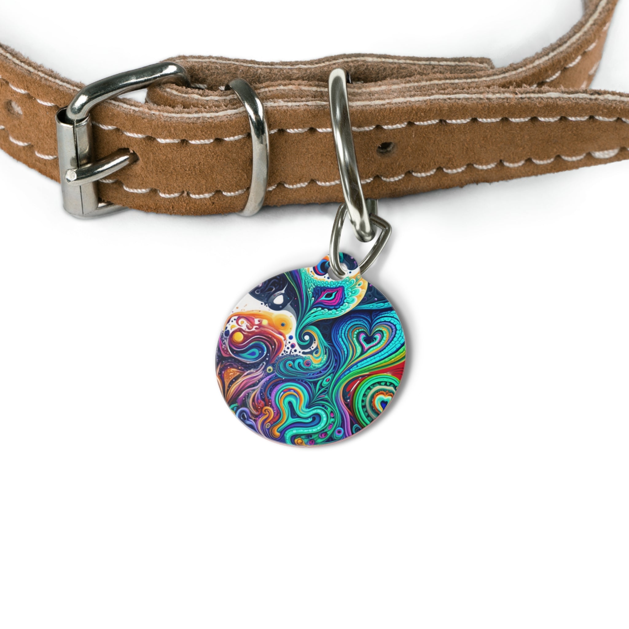 Vibrant Pet Tag for Dogs and Cats, Personalized ID Tag, Unique Pet Accessory, Colorful Pet Collar Decoration, Gift for Pet Lovers