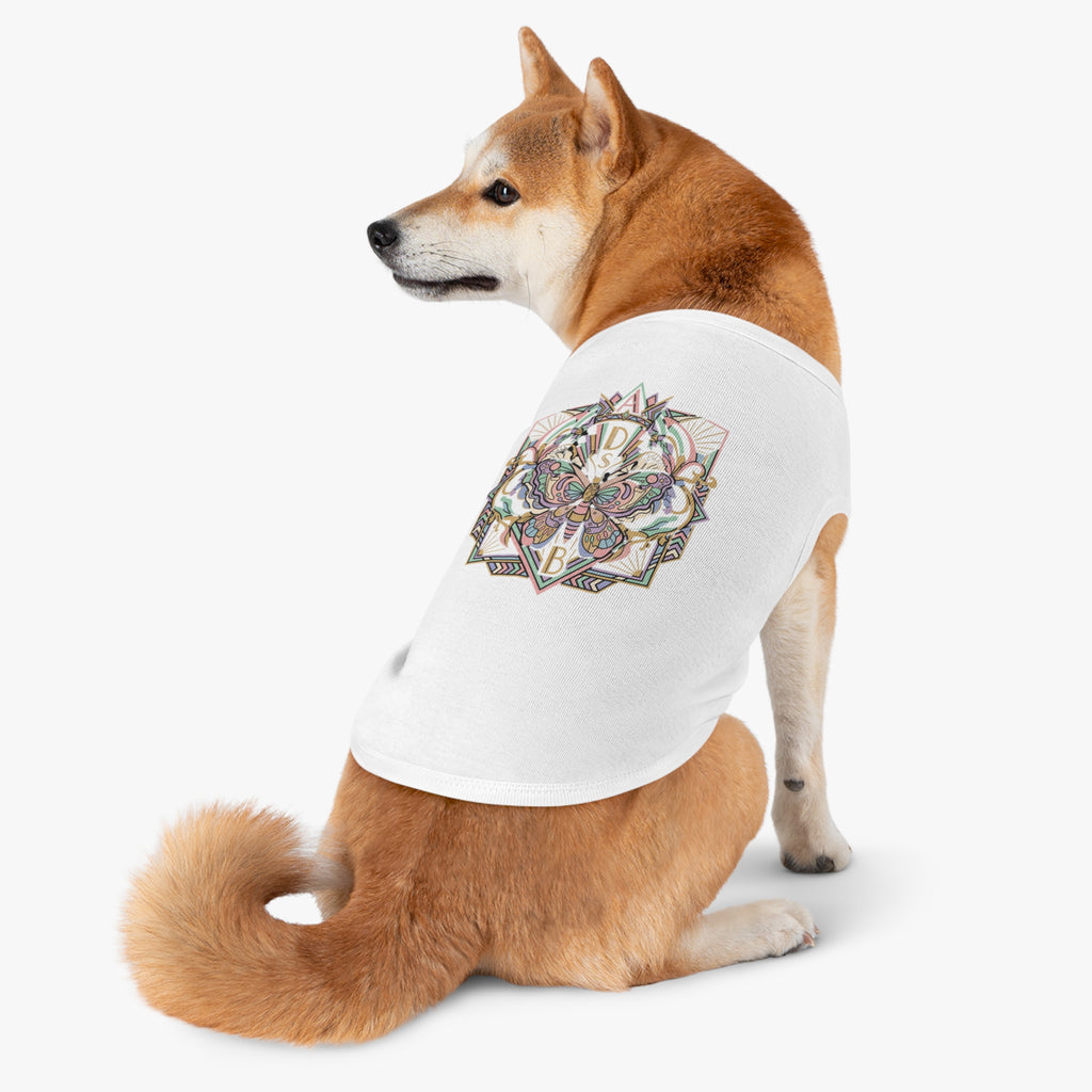 Butterfly Mandala Pet Tank Top — Pastel Geometric Dog Shirt