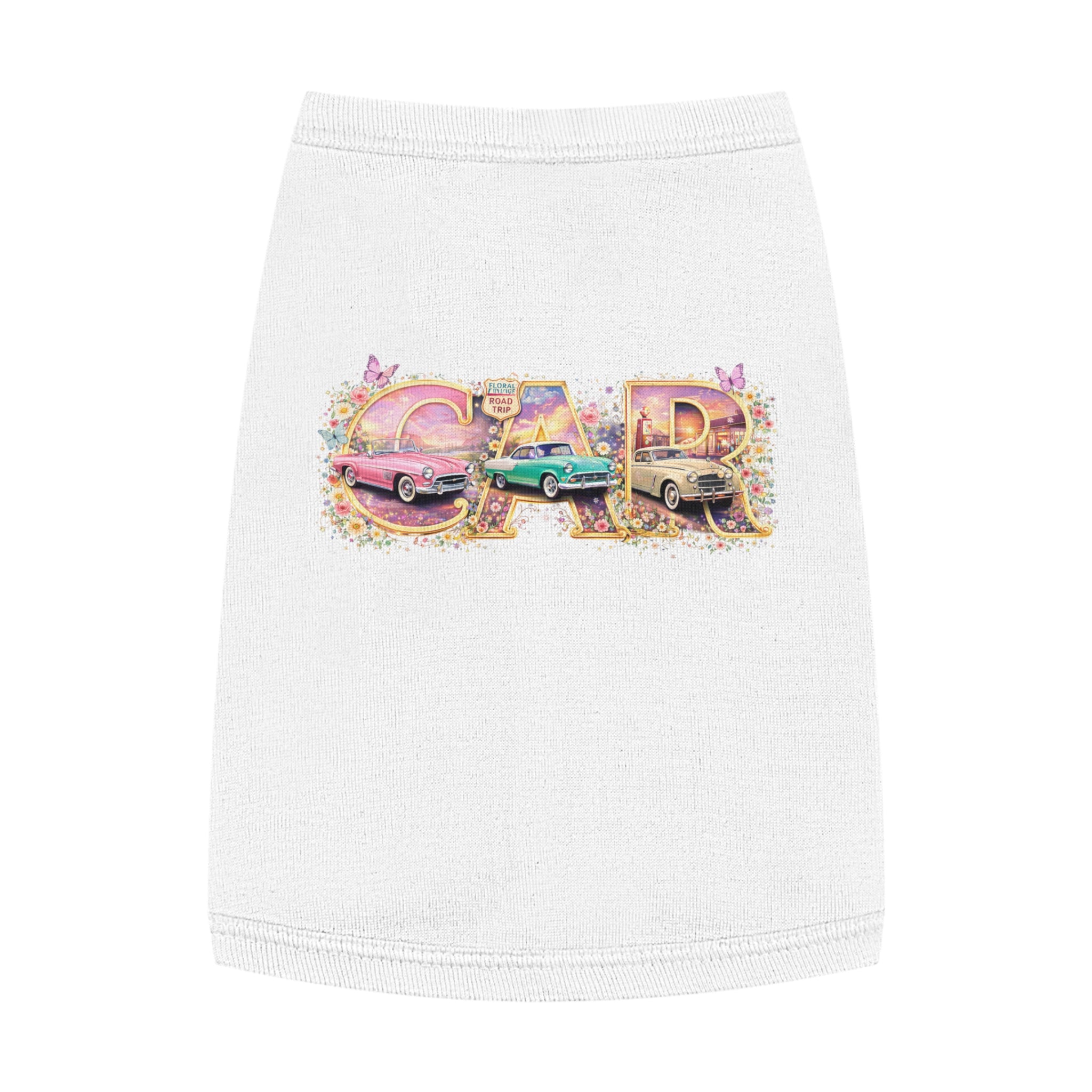 Classic Car Pet Tank Top – Retro 'Car' Graphic Dog Shirt