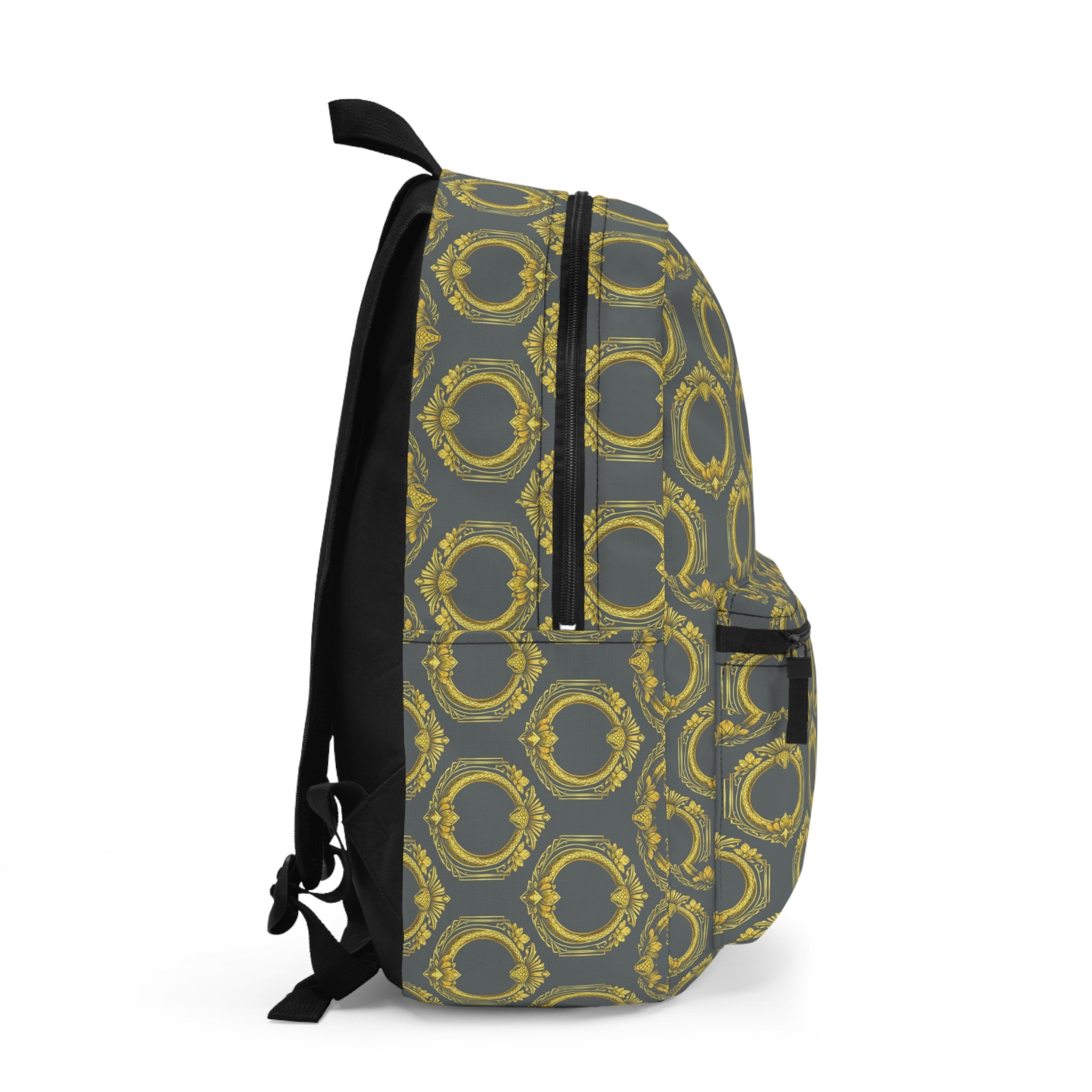 Baroque Gold Pattern Backpack — Vintage Ornate Circle Design