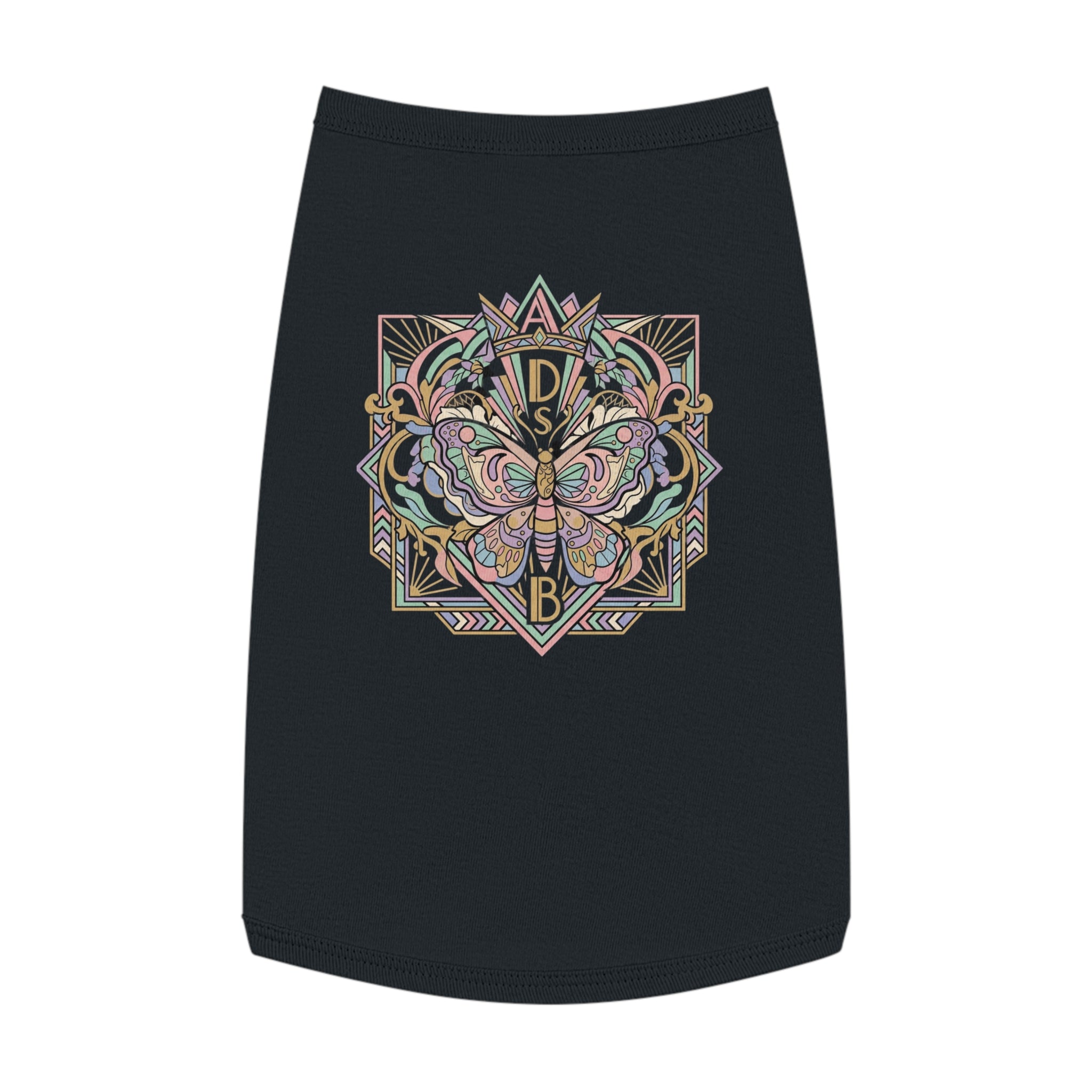 Butterfly Mandala Pet Tank Top — Pastel Geometric Dog Shirt