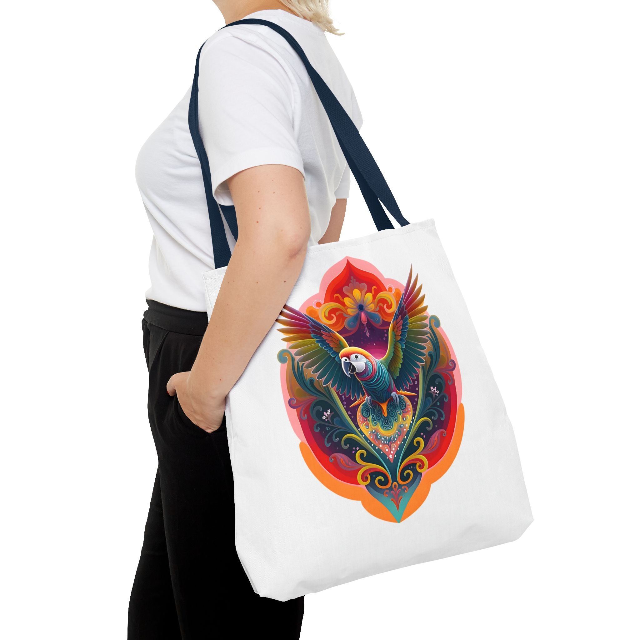 Colorful Parrot Tote Bag, Boho Chic Bag, Sustainable Shopping Tote, Beach Bag, Eco-Friendly Gift, Colorful Art Accessory, AOP Design