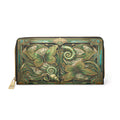 Art Nouveau Butterfly Zipper Wallet — Green Floral Zip Wallet for Women