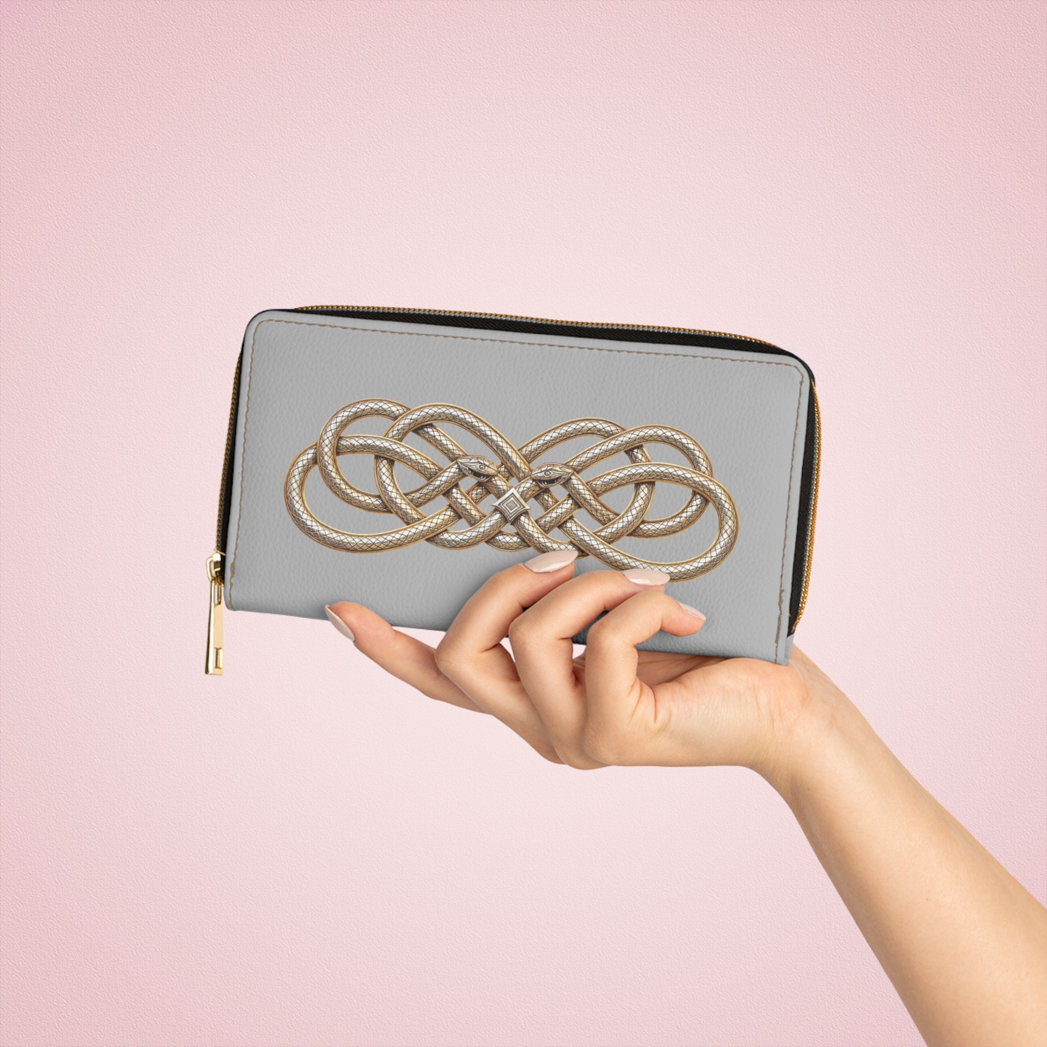 Ouroboros Knot Zipper Wallet — Circular Serpent Design