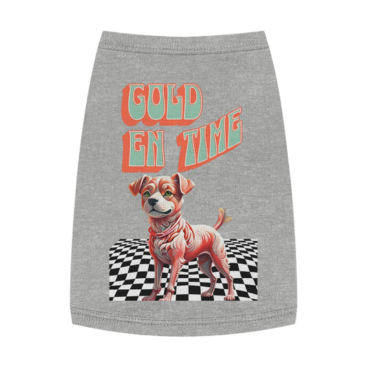 Playful Pet Tank Top - 'Gold en Time', Dog Summer Wear, Cute Pet Clothing, Dog Lover Gift, Fun Pet Apparel