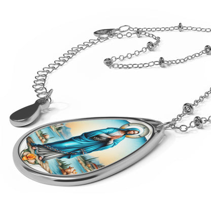 Spiritual Oval Necklace, Religious Jewelry, Mary Pendant, Faith Charm, Meaningful Gift, Everyday Wear