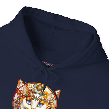 Whimsical Cat Hoodie, Cozy Animal Sweatshirt, Unique Gift for Cat Lovers, Warm Apparel for Any Occasion, Illustrated Cat Design