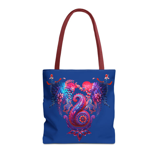 Vibrant Heart Sea Life Tote Bag | Eco-Friendly Shopping Bag, Beach Tote, Gift for Ocean Lovers, Colorful Canvas Purse, Summer Accessory