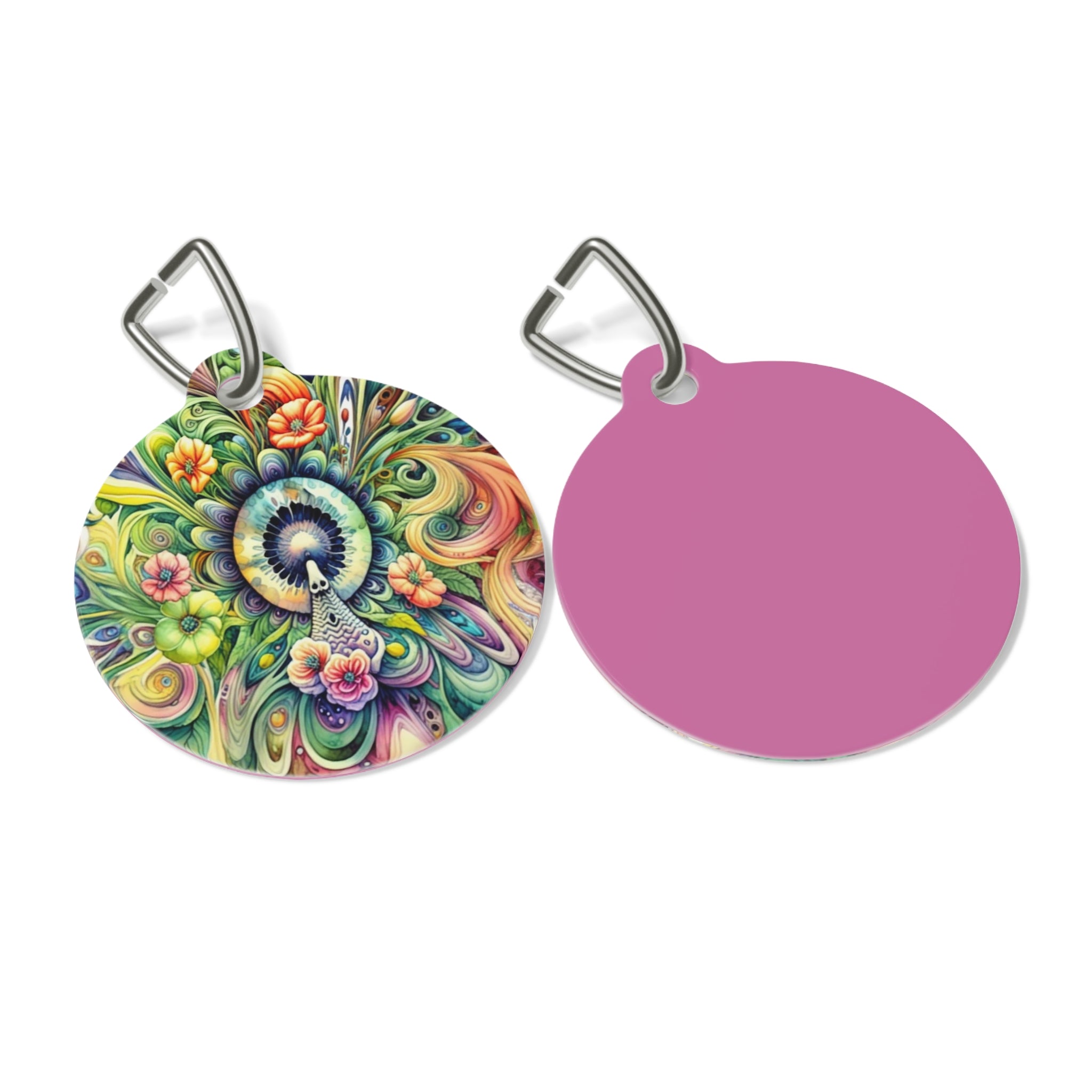 Colorful Floral Pet Tag, Personalized Pet ID Tag, Dog & Cat Name Tag, Vibrant Pet Accessories, Unique Pet Gift