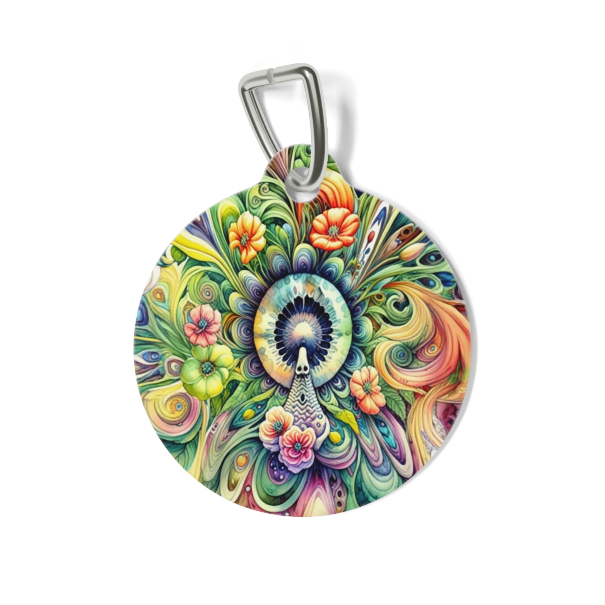 Colorful Floral Pet Tag, Personalized Pet ID Tag, Dog & Cat Name Tag, Vibrant Pet Accessories, Unique Pet Gift