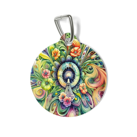 Colorful Floral Pet Tag, Personalized Pet ID Tag, Dog & Cat Name Tag, Vibrant Pet Accessories, Unique Pet Gift