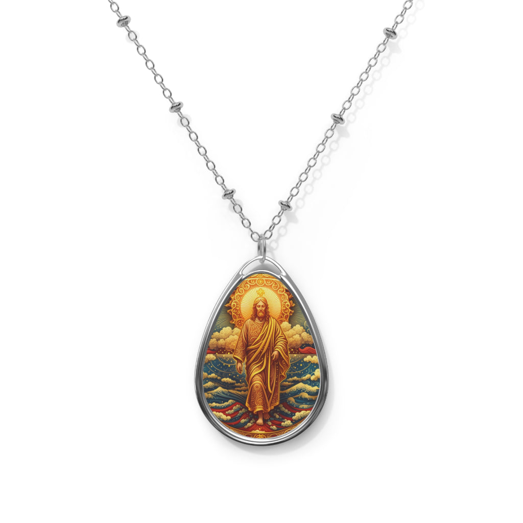 Divine Oval Necklace, Spiritual Jewelry, Handmade Gift, Religious Pendant, Mother’s Day, Faith Accessory, Unique Keepsake