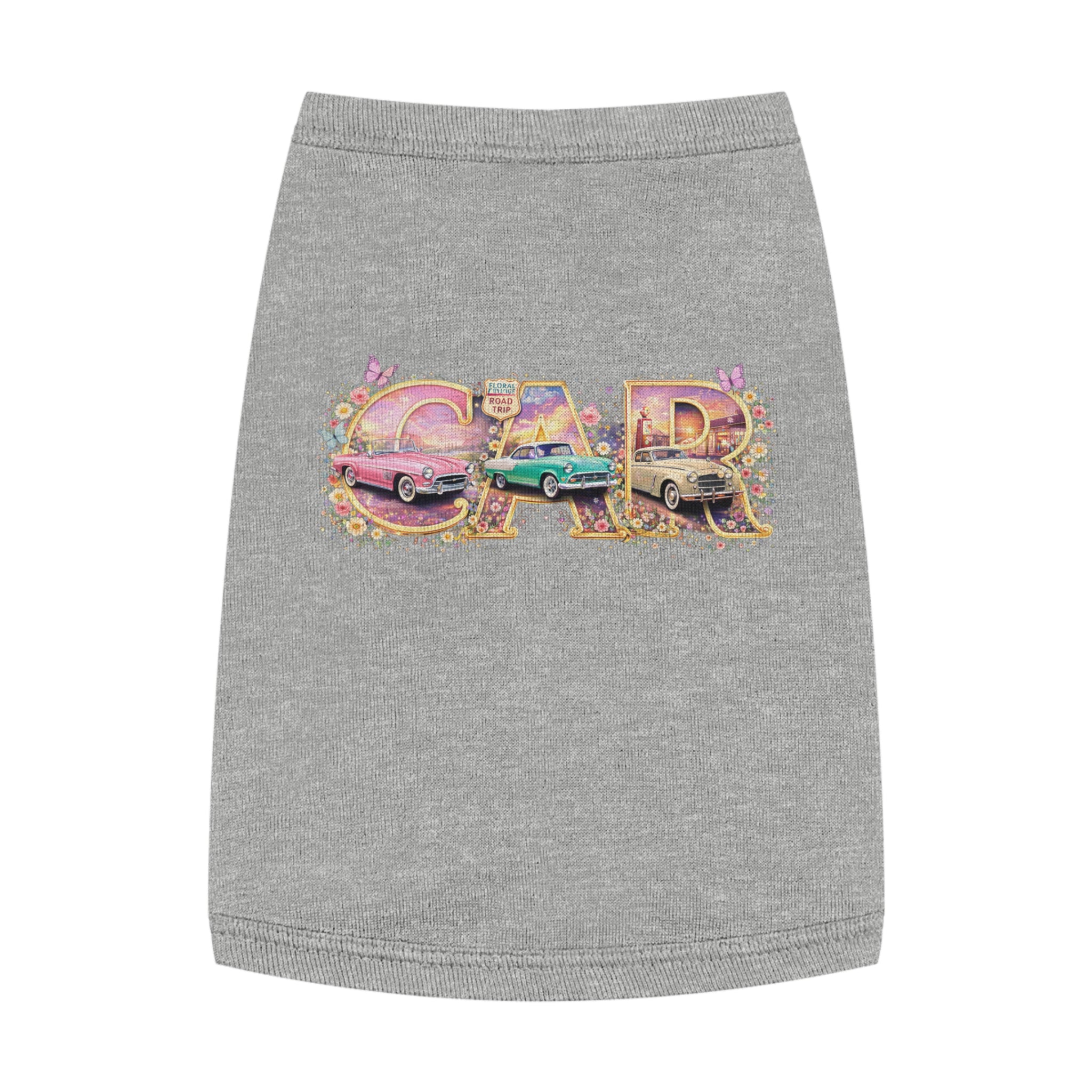 Classic Car Pet Tank Top – Retro 'Car' Graphic Dog Shirt