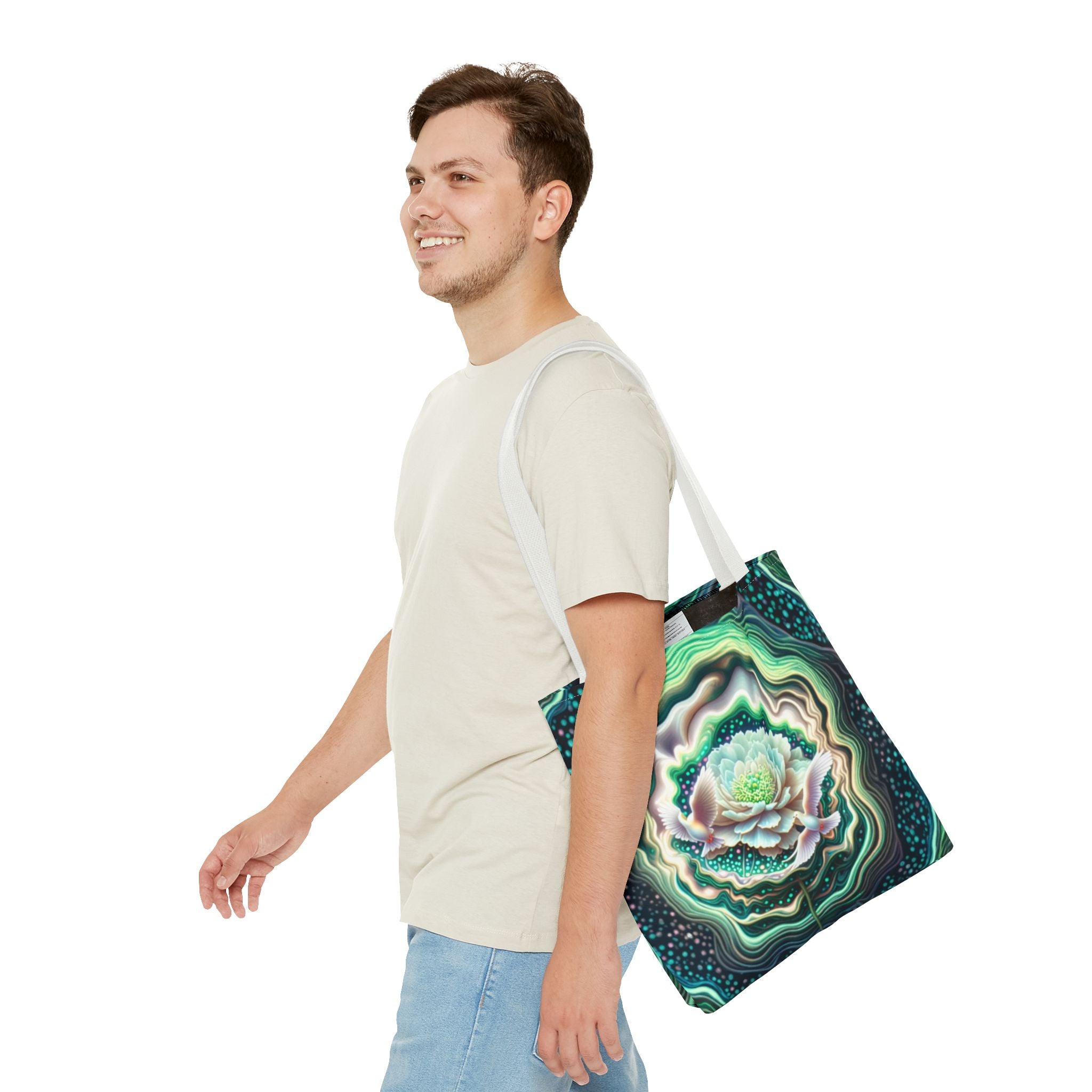 Floral Pattern Tote Bag, Eco-Friendly Shopping Bag, Art Tote, Gift for Mom, Beach Bag, Boho Flower Bag