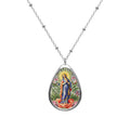 Delicate Oval Necklace with Floral Design, Meaningful Gift for Her, Boho Jewelry, Charm Necklace, Religious Pendant, Everyday Wear