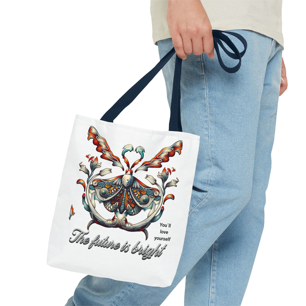 Bright Future Butterfly Tote Bag — Inspirational Floral Art AOP Tote