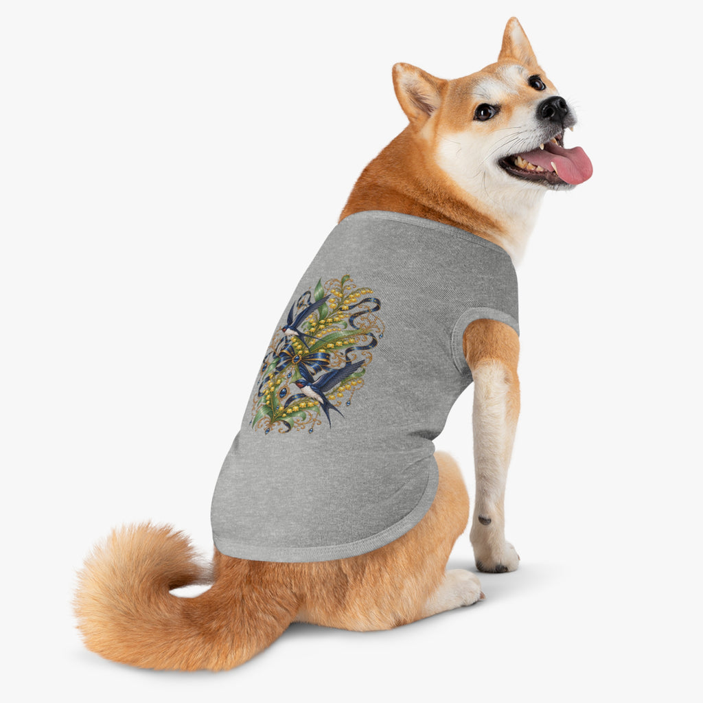 Pet Tank Top — Ornate Bluebird & Floral Jewel Print