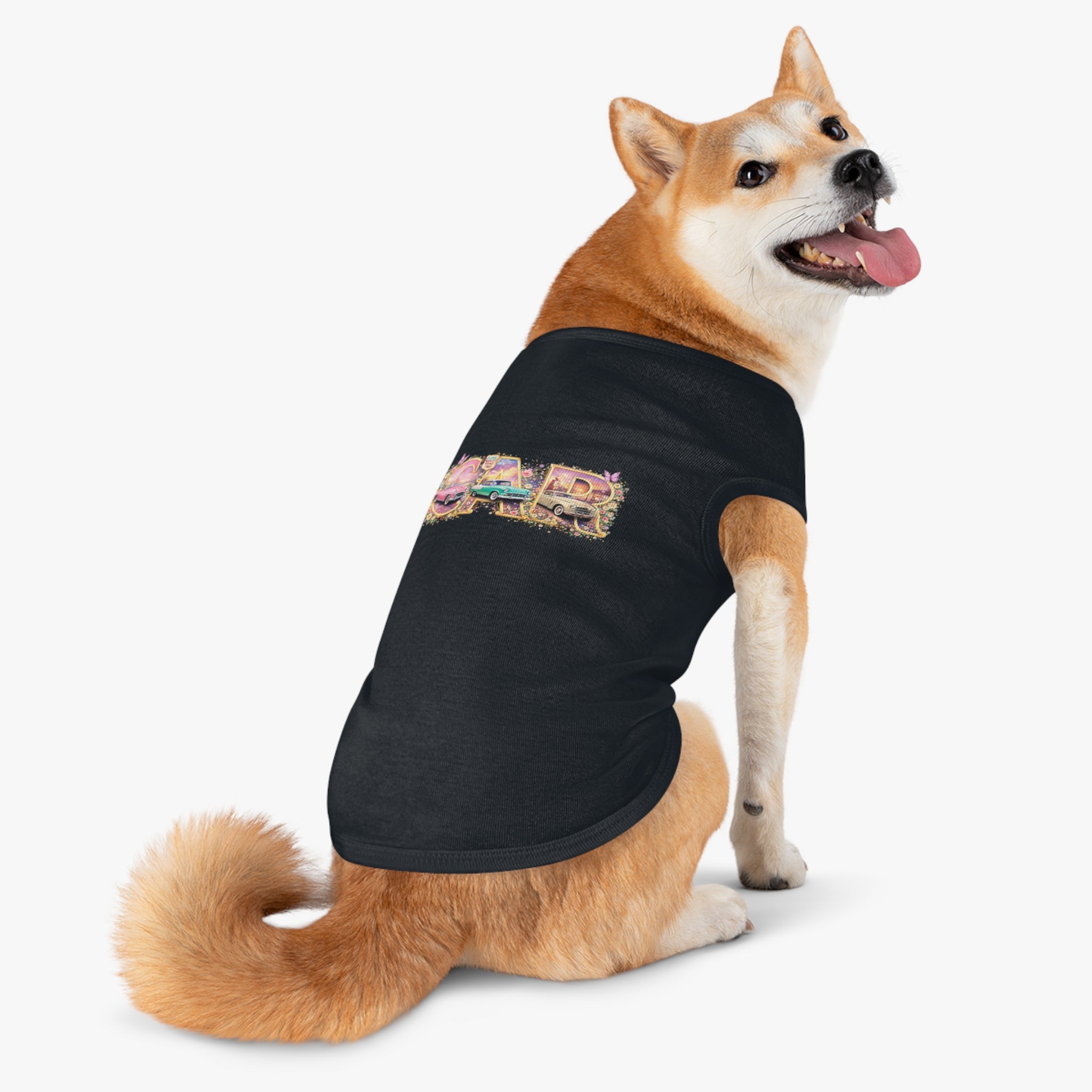 Classic Car Pet Tank Top – Retro 'Car' Graphic Dog Shirt