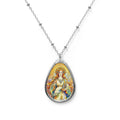 Elegant Oval Necklace with Vintage Art, Feminine Jewelry Gift, Statement Necklace, Boho Chic, Handmade Pendant for Women