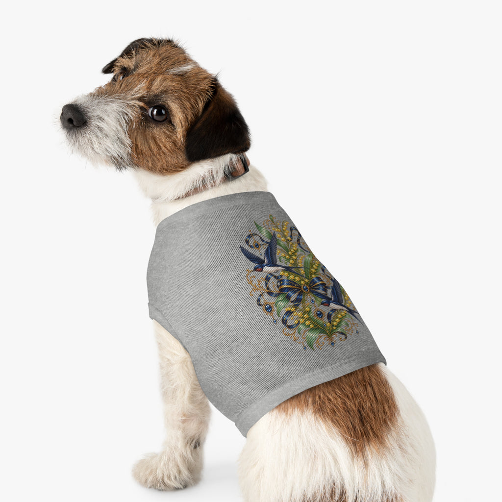 Pet Tank Top — Ornate Bluebird & Floral Jewel Print