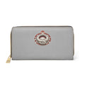 Grey Zip Wallet with Vintage Snake Emblem – Leather Zipper Wallet