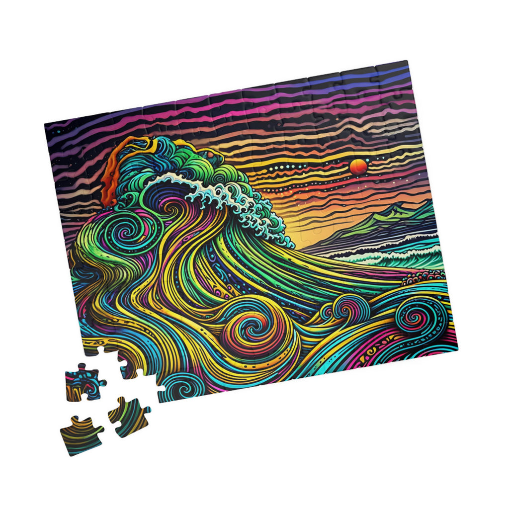 Puzzle Set - Artistic Wave Ocean Scene, Relaxing Family Activity, Home Decor, 110-1014 Piece Options