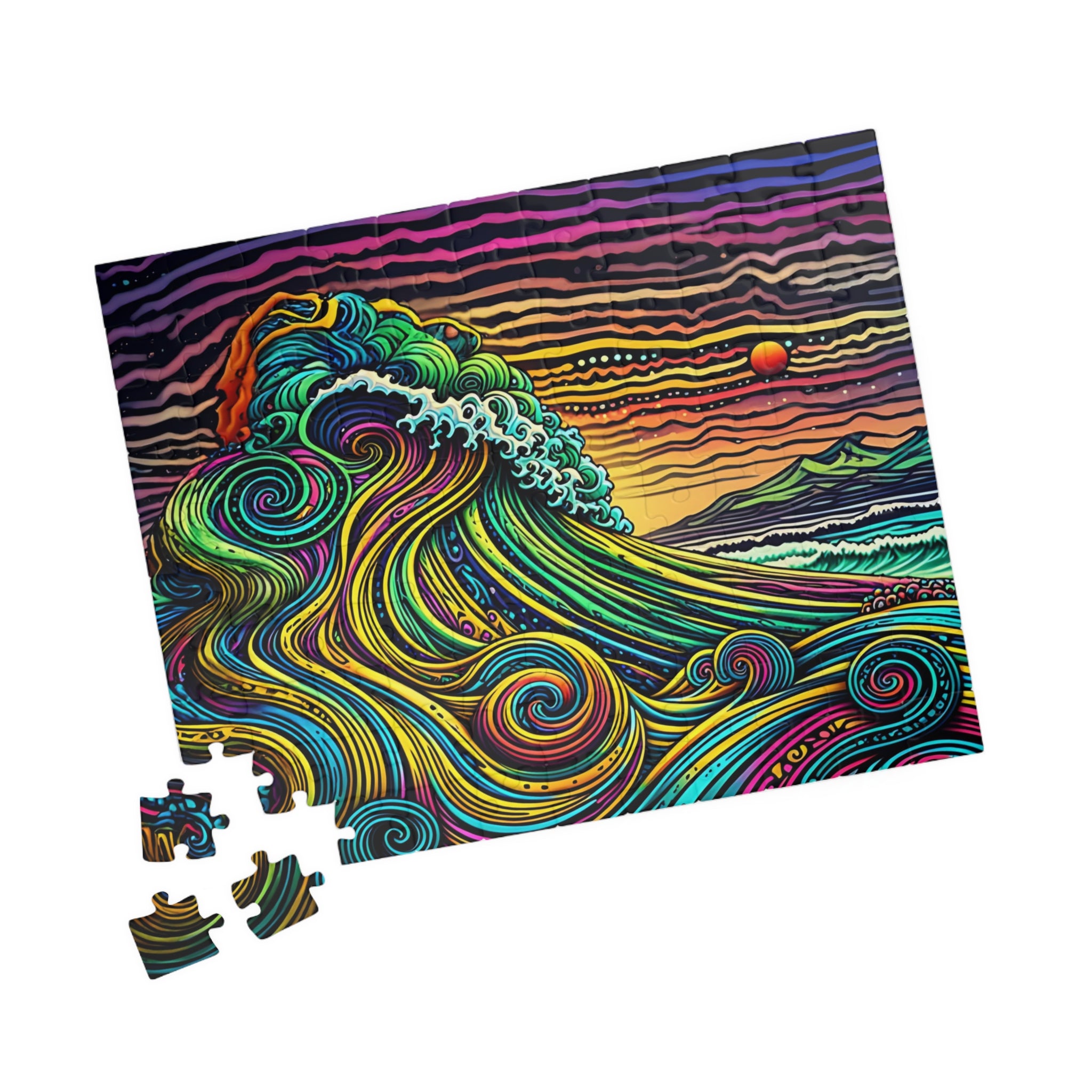 Puzzle Set - Artistic Wave Ocean Scene, Relaxing Family Activity, Home Decor, 110-1014 Piece Options