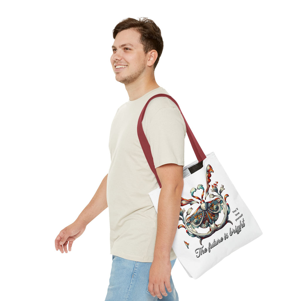 Bright Future Butterfly Tote Bag — Inspirational Floral Art AOP Tote