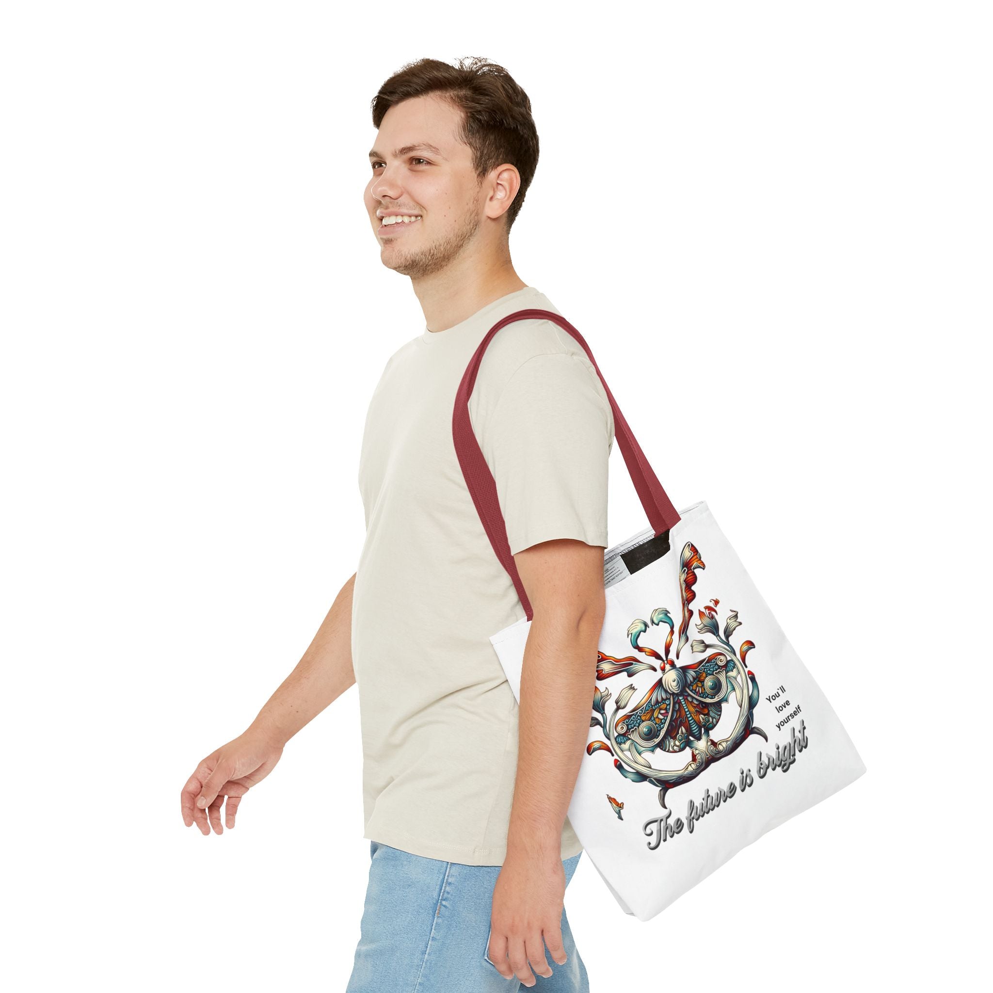 Bright Future Butterfly Tote Bag — Inspirational Floral Art AOP Tote