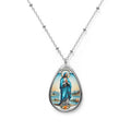 Spiritual Oval Necklace, Religious Jewelry, Mary Pendant, Faith Charm, Meaningful Gift, Everyday Wear
