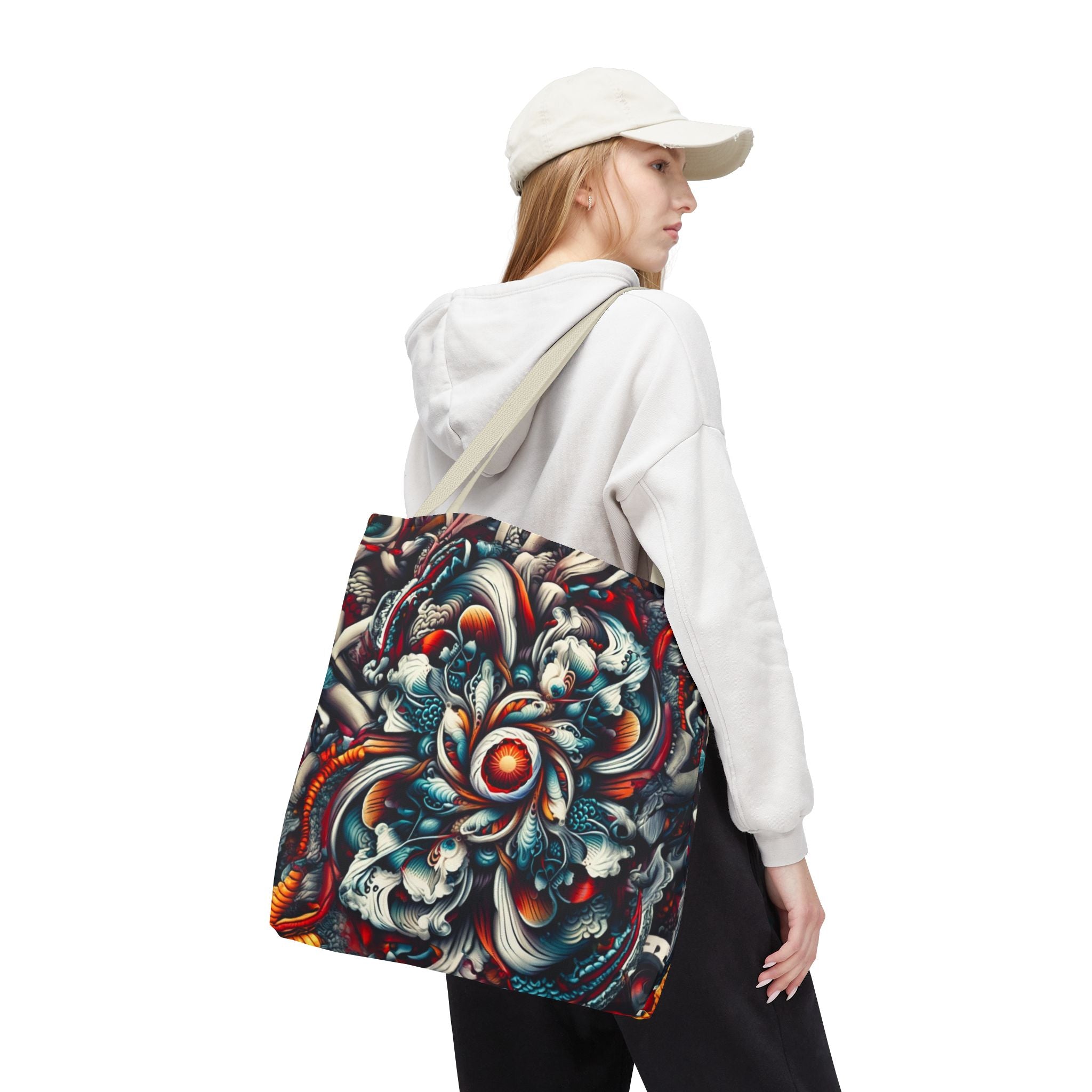 Artistic Tote Bag, Colorful Flower Design, Boho Style, Everyday Use, Eco-Friendly Gift, Travel Accessory