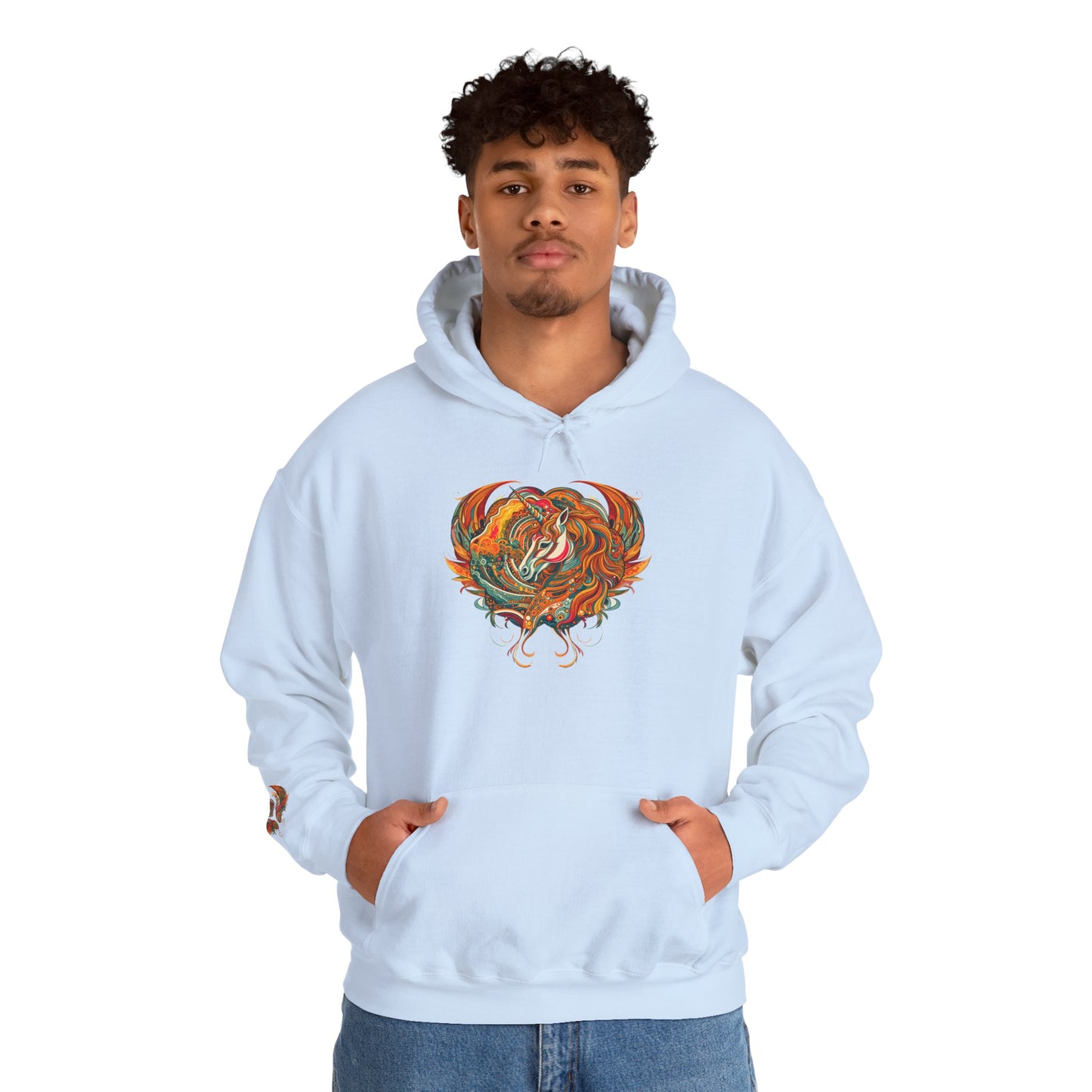 Colorful Heart Design Hooded Sweatshirt, Cozy Sweatshirt, Unisex Pullover, Gift for Him, Gift for Her, Casual Wear, Layering Essentials