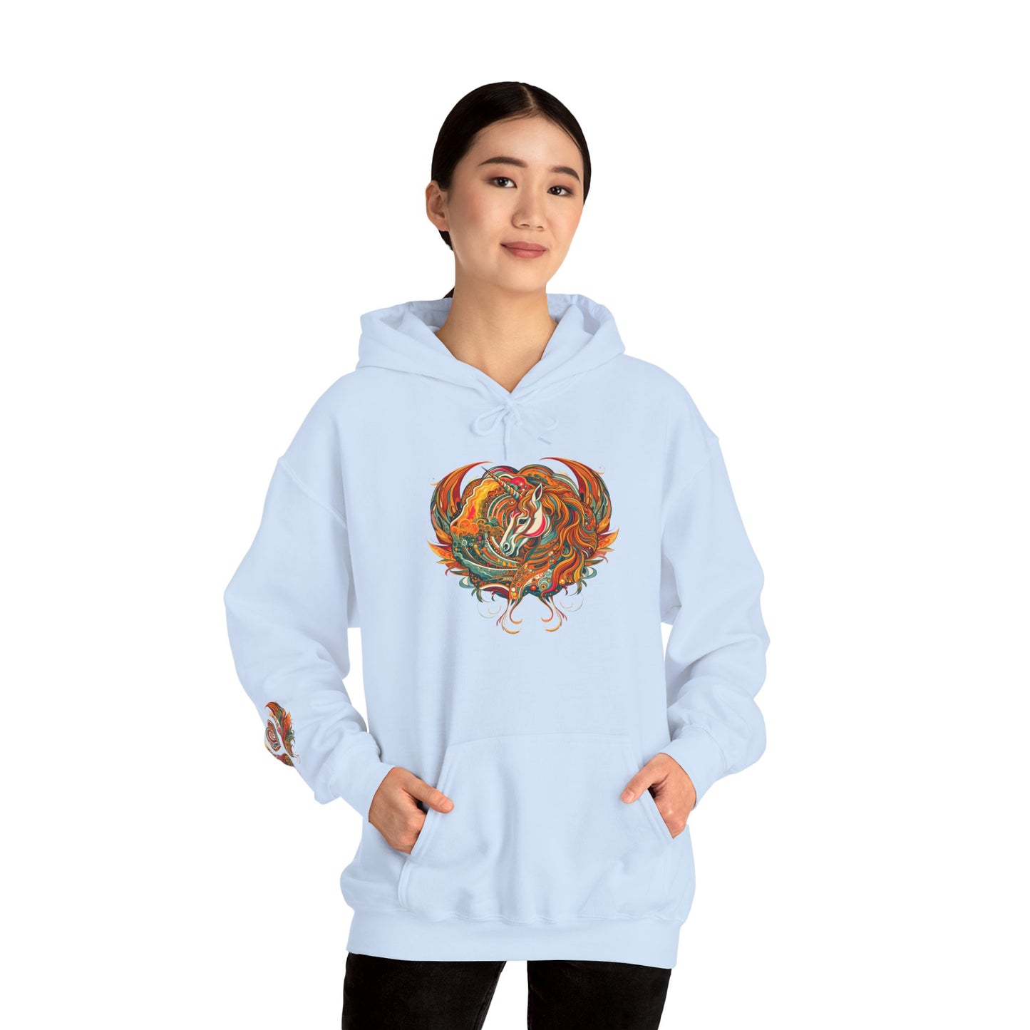 Colorful Heart Design Hooded Sweatshirt, Cozy Sweatshirt, Unisex Pullover, Gift for Him, Gift for Her, Casual Wear, Layering Essentials
