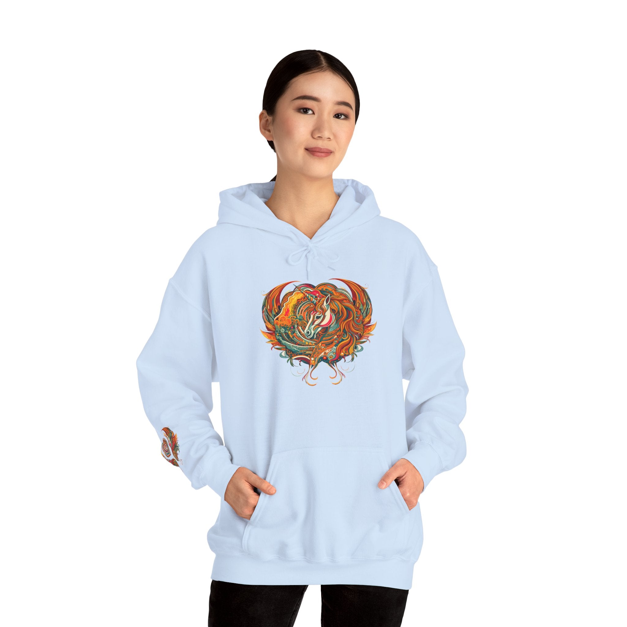 Colorful Heart Design Hooded Sweatshirt, Cozy Sweatshirt, Unisex Pullover, Gift for Him, Gift for Her, Casual Wear, Layering Essentials