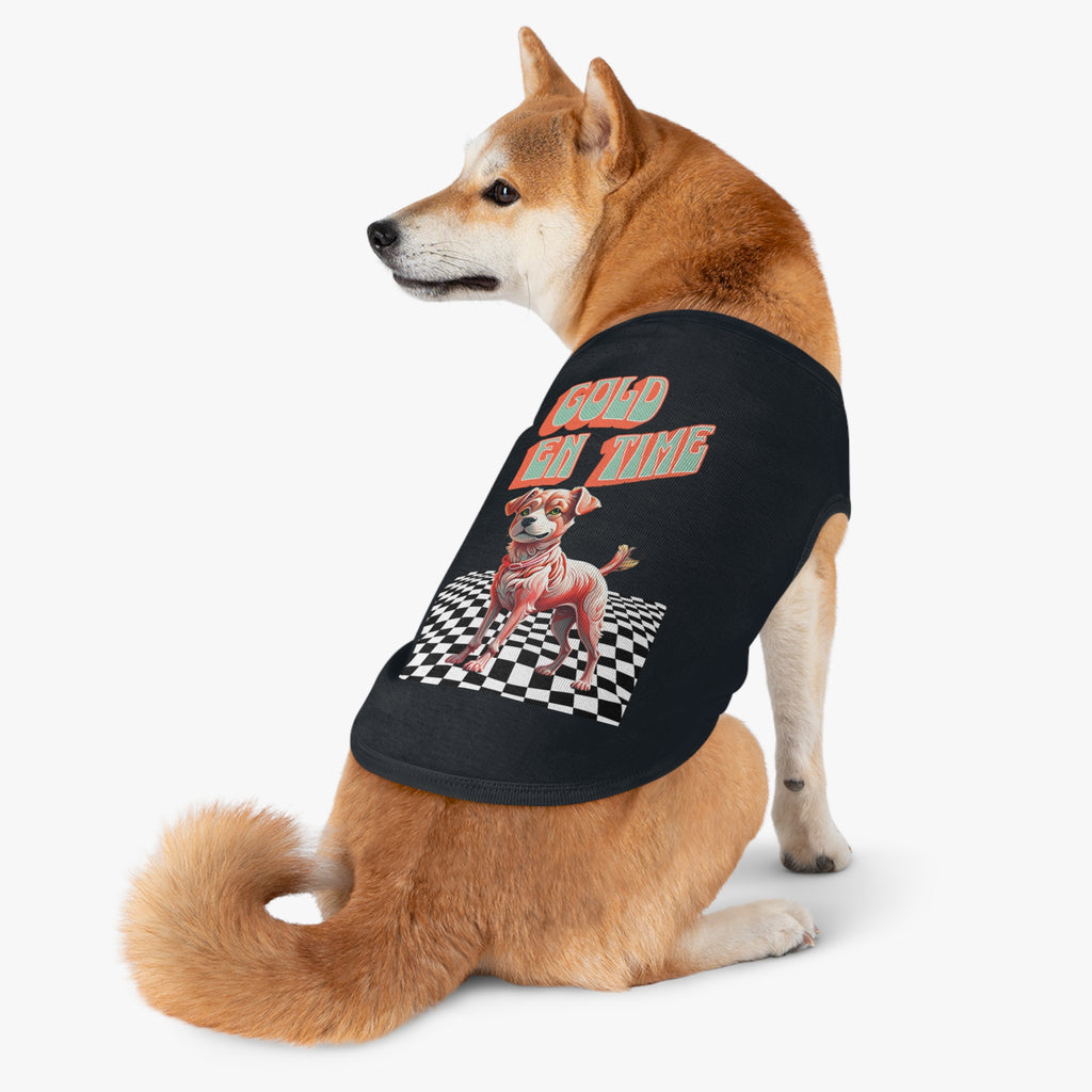 Playful Pet Tank Top - 'Gold en Time', Dog Summer Wear, Cute Pet Clothing, Dog Lover Gift, Fun Pet Apparel