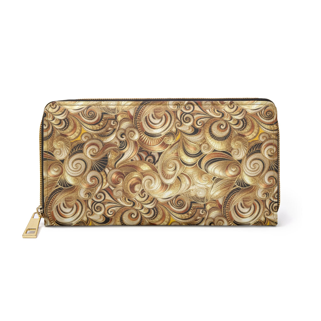 Zipper Wallet — Vintage Swirl Brown Leather-Style Zip Wallet