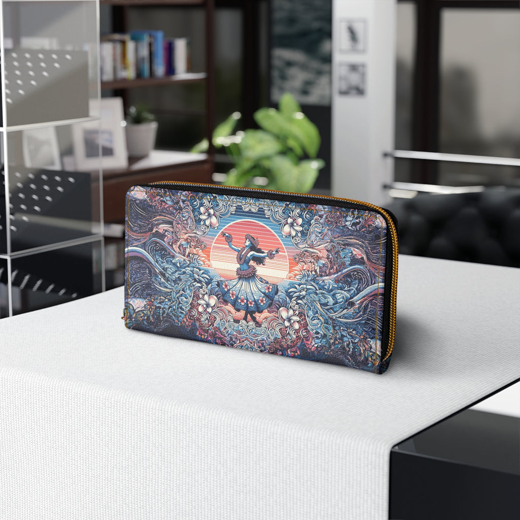 Hula Vintage Floral Zip-Around Zipper Wallet
