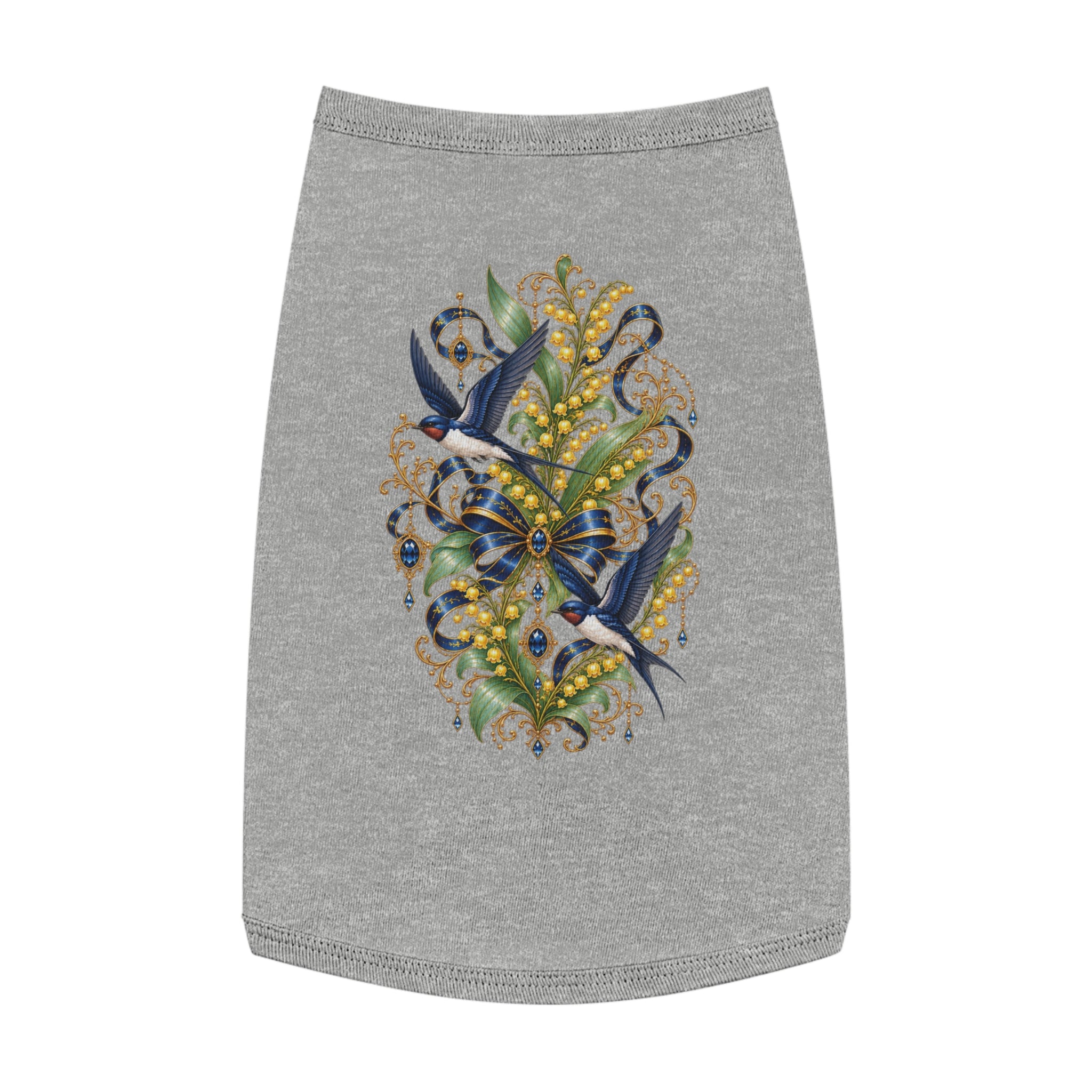 Pet Tank Top — Ornate Bluebird & Floral Jewel Print