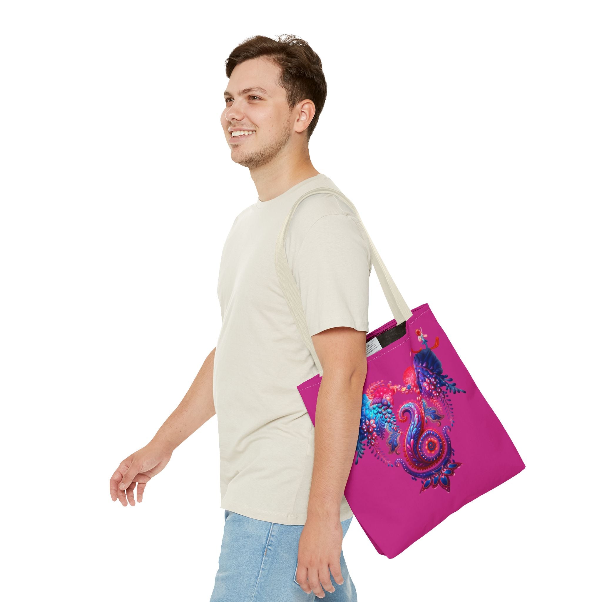 Vibrant Seahorse Tote Bag, Boho Style Bag, Beach Tote, Gift for Her, Colorful Canvas Bag, Eco-Friendly Shopping Bag
