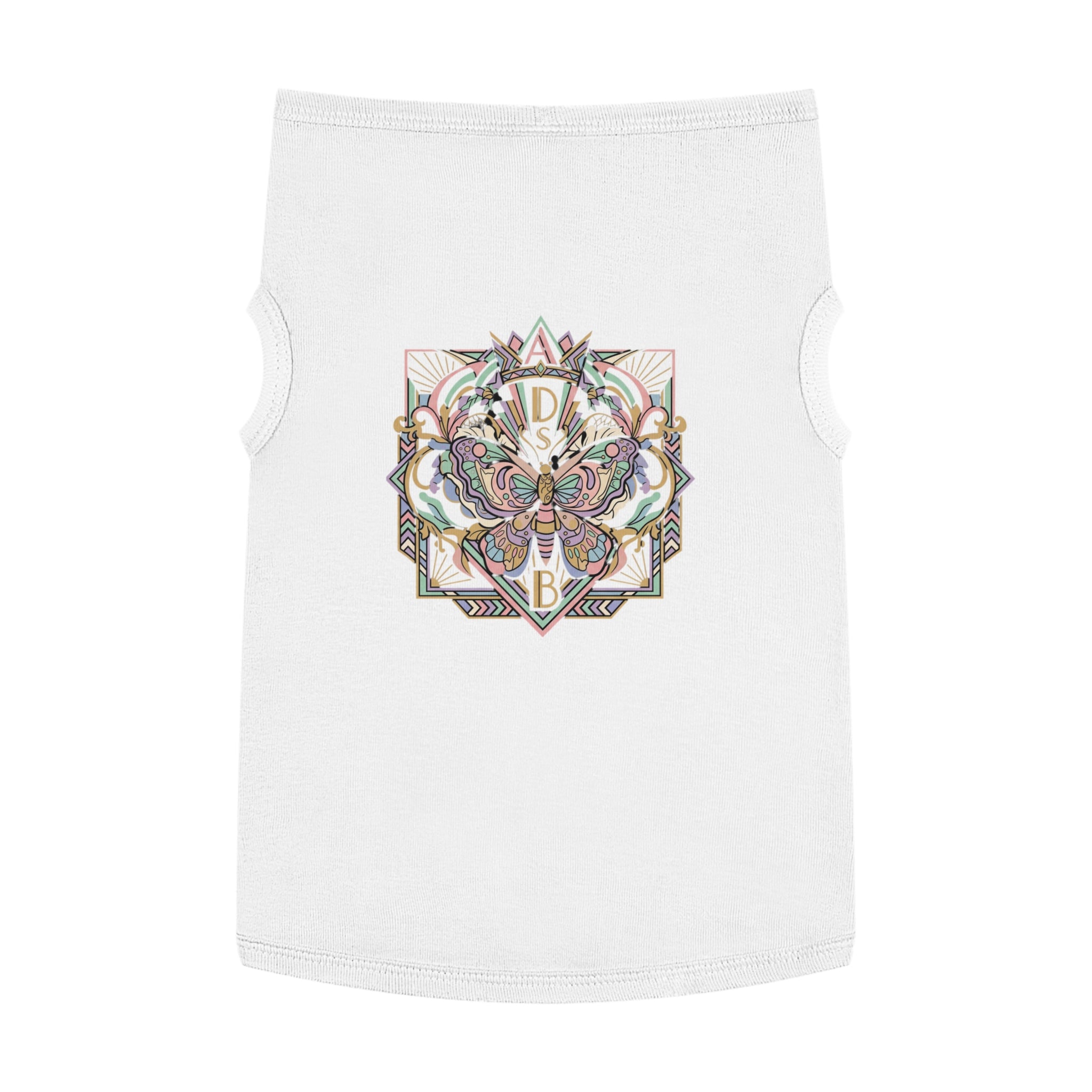 Butterfly Mandala Pet Tank Top — Pastel Geometric Dog Shirt