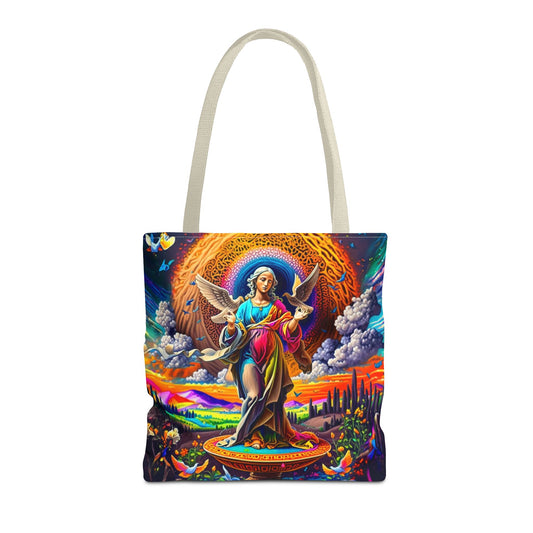 Vibrant Art Tote Bag - Spiritual, Colorful, Angular Design for Everyday Use, Perfect for Gifts, Shopping, Beach Days, Festivals, and Yoga