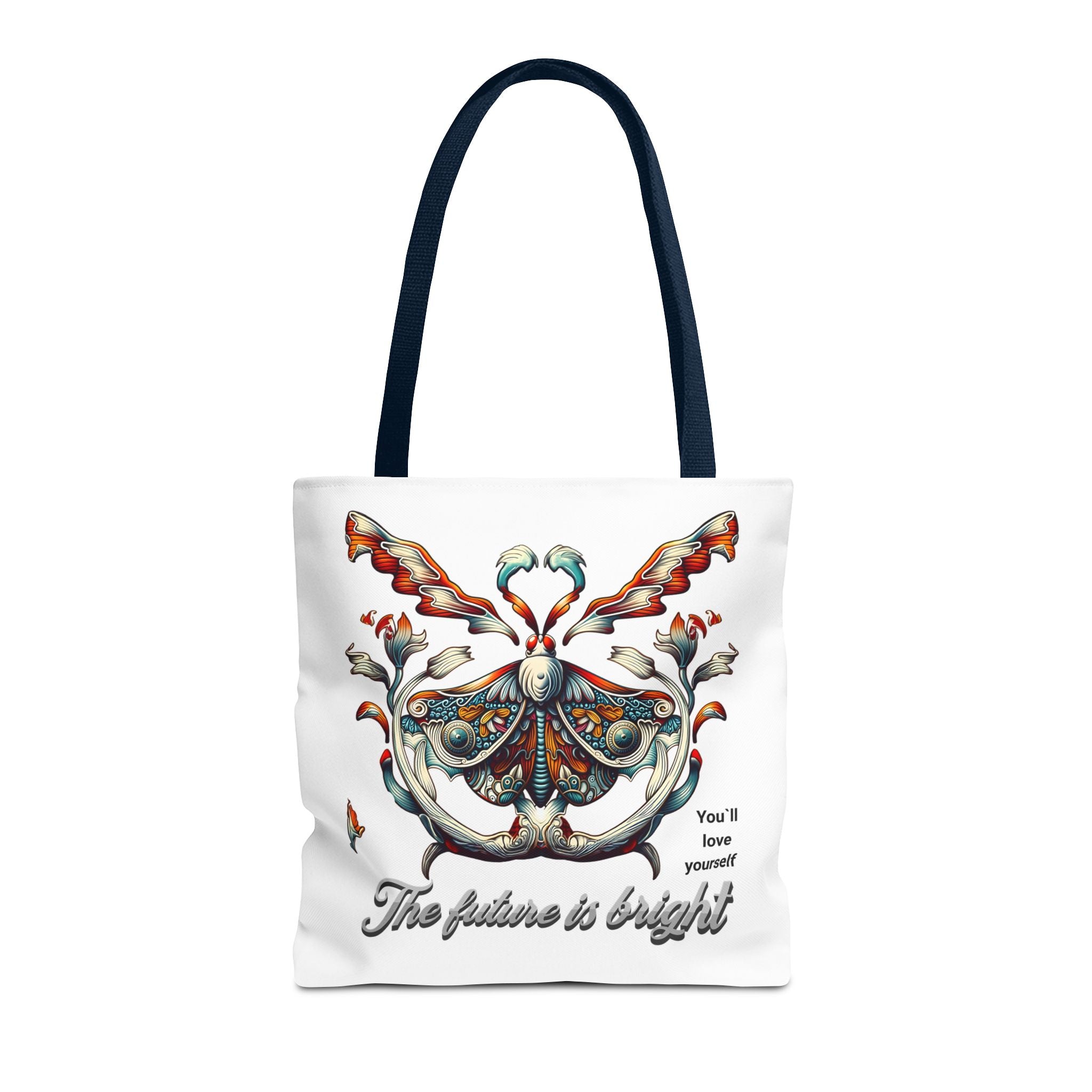 Bright Future Butterfly Tote Bag — Inspirational Floral Art AOP Tote