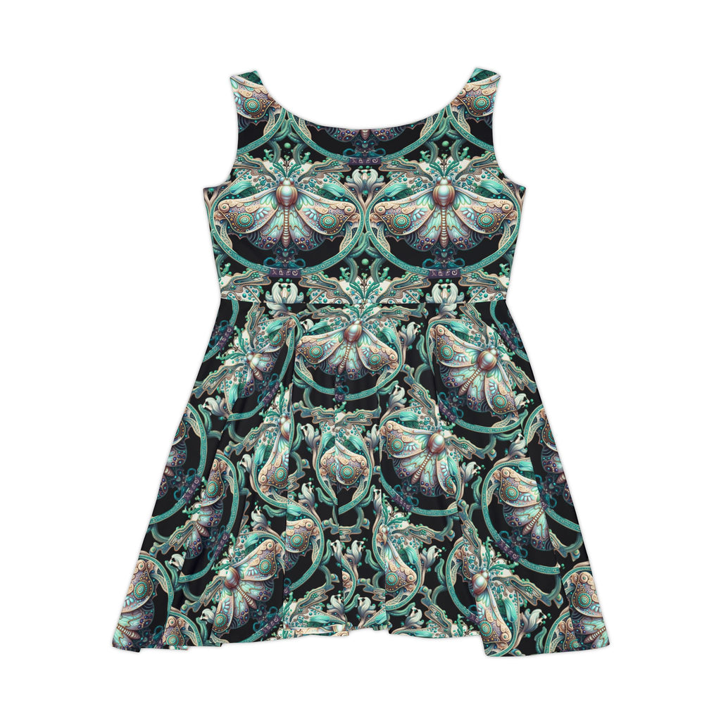 Baroque Seashell Skater Dress – Teal Nautical Vintage Pattern