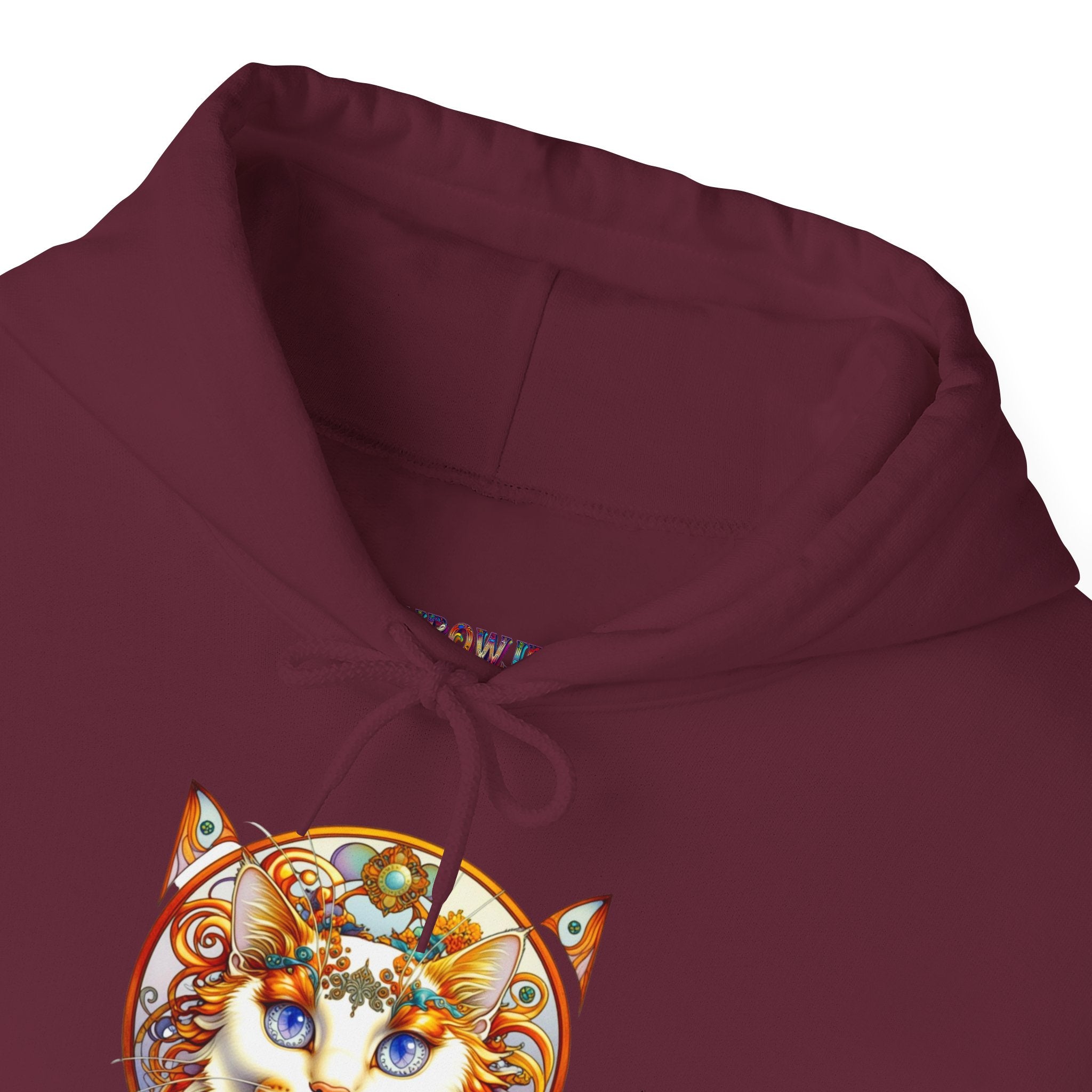 Whimsical Cat Hoodie, Cozy Animal Sweatshirt, Unique Gift for Cat Lovers, Warm Apparel for Any Occasion, Illustrated Cat Design