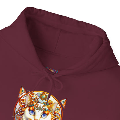 Whimsical Cat Hoodie, Cozy Animal Sweatshirt, Unique Gift for Cat Lovers, Warm Apparel for Any Occasion, Illustrated Cat Design