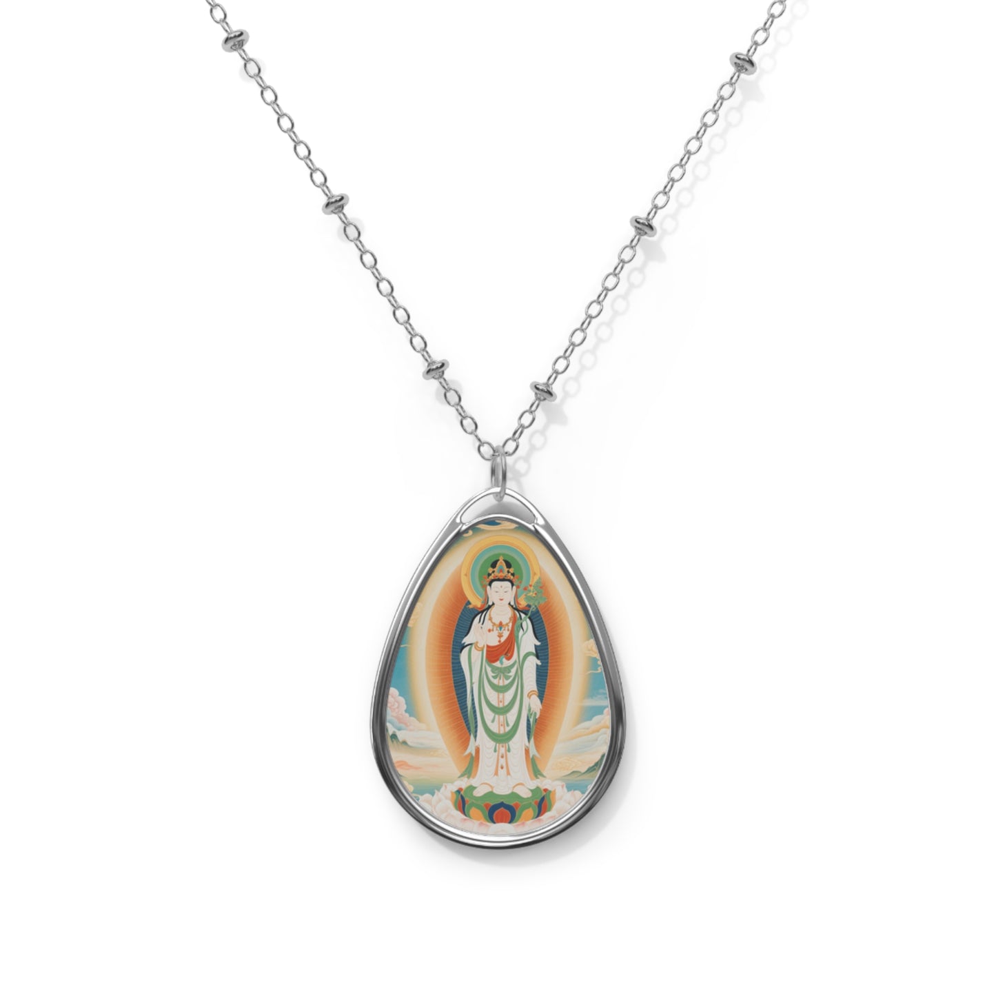 Spiritual Oval Necklace, Boho Jewelry, Meaningful Gift, Women's Pendant, Meditative Accessory, Daily Affirmation Jewelry