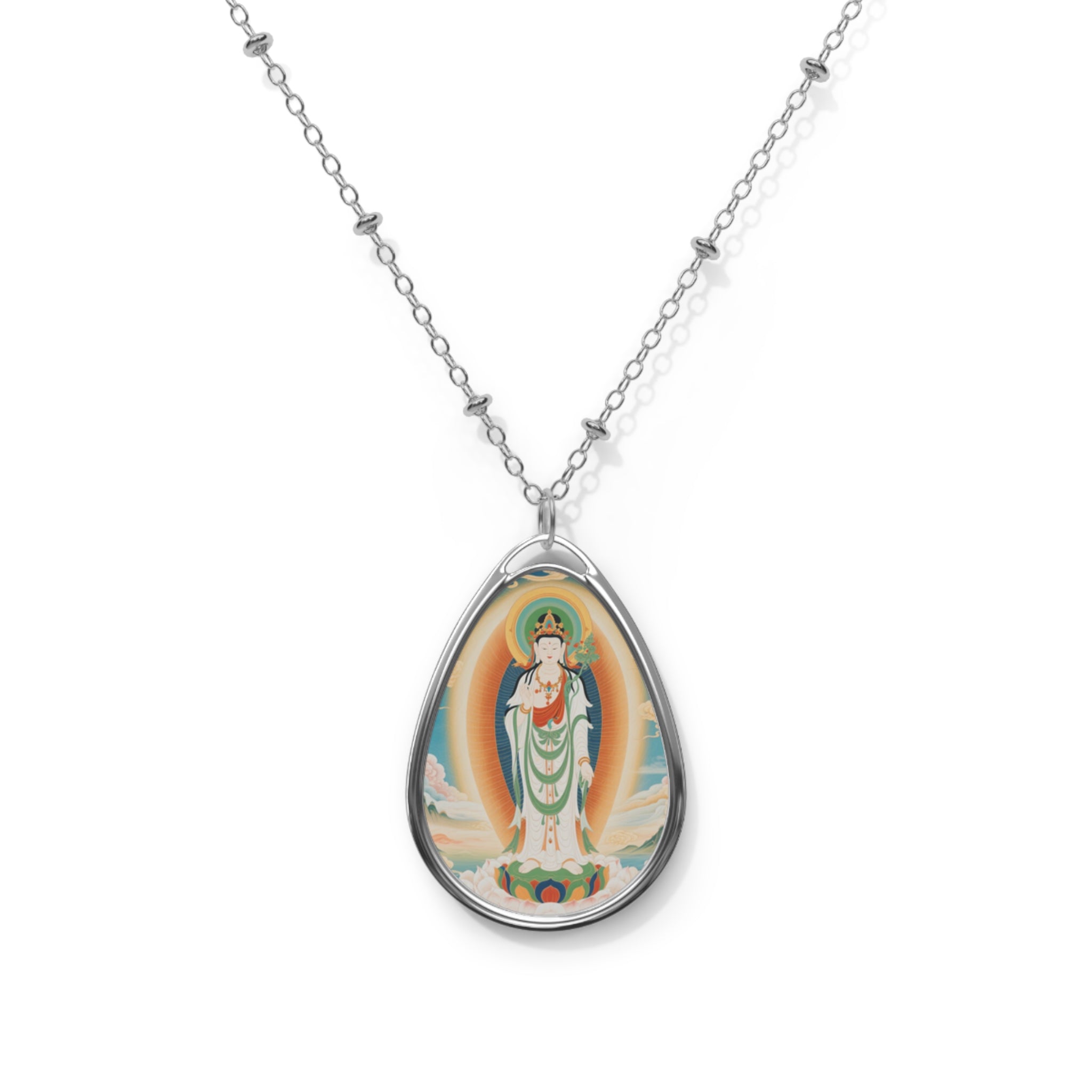 Spiritual Oval Necklace, Boho Jewelry, Meaningful Gift, Women's Pendant, Meditative Accessory, Daily Affirmation Jewelry